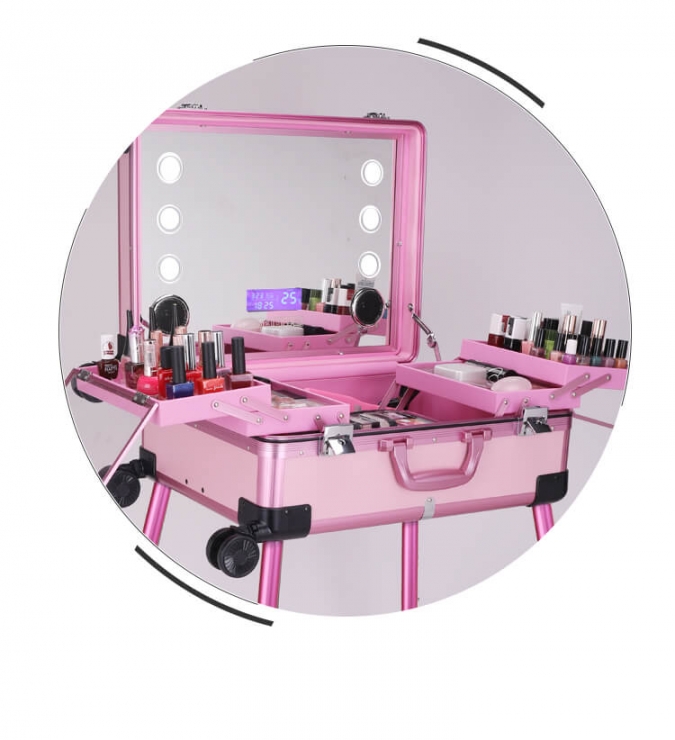 OW-5847 New Fashion Artist Studio Makeup Case LED Touch Mirror Display 