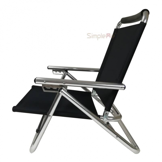 OW-R20 New Aluminum double armrest folding beach chair black 